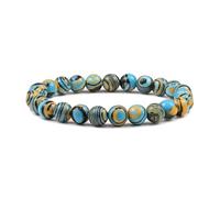 UJEDFHV bracelet de perles Beaded Bracelet Cylinder Hematite Natural Stone Bracelets Bangle Classic Strand Jewelry Pulsera(Light Blue)