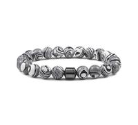 UJEDFHV bracelet de perles Beaded Bracelet Cylinder Hematite Natural Stone Bracelets Bangle Classic Strand Jewelry Pulsera(White Gray1)