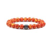 UJEDFHV bracelet de perles Beaded Bracelet Cylinder Hematite Natural Stone Bracelets Bangle Classic Strand Jewelry Pulsera(Orange1)
