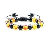 UJEDFHV bracelet de perles Bracelets en perles de pierre 8 mm for hommes et femmes, réglables, naturelle, bijoux énergétiques yoga(Bright Black)