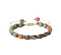 UJEDFHV bracelet de perles Bracelets en pierres naturelles rectangulaires for femmes et hommes, bijoux de poignet(Orange Blue)