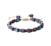 UJEDFHV bracelet de perles Bracelets en pierres naturelles rectangulaires for femmes et hommes, bijoux de poignet(Purple Blue)
