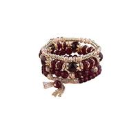 UJEDFHV bracelet de perles Ensemble de 4 bracelets à pompons et perles for femmes, chaîne en verre colorées, bijoux for hommes(Color 08)