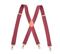 UJEDFHV Bretelles Homme 1Pc 3.5X120cm Men Suspenders 4 Clip Buckles Adjustable X-shaped Clasp Hook Braces Adult Belt For Pants Jeans Strap Accessories(Burgundy)