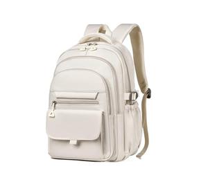 UJEDFHV Cartable Sac à dos d'école, sac imperméable multicouche Oxford, grande capacité, simple, for les déplacements en dehors de la ville(Beige)