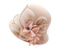 UJEDFHV chapeau de mariage Chapeau Fedora classique à large bord avec ceinture en perles for homme et femme, casquette solide, idéal for l'hiver, le mariage, l'église ou jazz pour mariage(Camel wool)