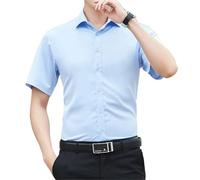 UJEDFHV Chemise Homme Manches Courtes Chemise d'été à Manches Courtes for Homme, Slim, Couleur Unie, Style Business décontracté, Style Classique(Light Blue,XL (58-65kg))