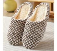 UJEDFHV Claquette Hommes Chaussons for hommes hiver en peluche chaud maison chaussures femmes fourrure pantoufle intérieur Silence confort sol diapositives chambre(Style1-coffee,38-39(fit 37-38))