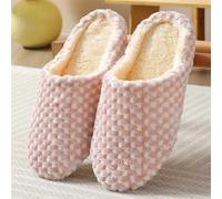 UJEDFHV Claquette Hommes Chaussons for hommes hiver en peluche chaud maison chaussures femmes fourrure pantoufle intérieur Silence confort sol diapositives chambre(Style1-pink,44-45(fit 43-44))
