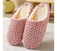 UJEDFHV Claquette Hommes Chaussons for hommes hiver en peluche chaud maison chaussures femmes fourrure pantoufle intérieur Silence confort sol diapositives chambre(Style1-dark pink,44-45(fit 43-44))