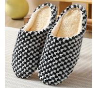 UJEDFHV Claquette Hommes Chaussons for hommes hiver en peluche chaud maison chaussures femmes fourrure pantoufle intérieur Silence confort sol diapositives chambre(Style1-black,44-45(fit 43-44))