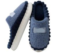 UJEDFHV Claquette Hommes Grande pantoufle for hommes, chaussures de maison à semelle épaisse, grande taille 46 47, pantoufles chaudes en coton, tongs d'intérieur fourrure, d'hiver(MD35 Blue,CN 42-43)