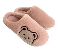 UJEDFHV Claquette Hommes Pantoufles en fourrure d'animaux mignons for femmes et hommes, pantoufles chaudes moelleuses à la mode for l'hiver, chaussures de maison d'ours dessin animé(Pink,36-37)