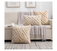 UJEDFHV Housse De Coussin 1pc Decorative Throw Pillow Covers Soft Plush Fuzzy Short Fleece Square Patterned Cushion Cases Solid(Beige,550mm*550mm)