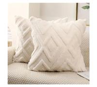 UJEDFHV Housse De Coussin 1pc Decorative Throw Pillow Covers Soft Plush Fuzzy Short Fleece Square Patterned Cushion Cases Solid(White,500mm*500mm)