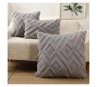 UJEDFHV Housse De Coussin 1pc Decorative Throw Pillow Covers Soft Plush Fuzzy Short Fleece Square Patterned Cushion Cases Solid(Gray,550mm*550mm)