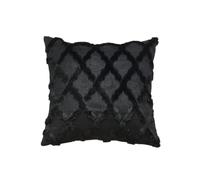 UJEDFHV Housse De Coussin 2pcs Soft Plush Short Cushion Cover Decorative Pillows Plain Pillowcases 45x45 Cm Pillow for Sofa Chair Home Decor(Black,40cm x 40cm)