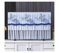 UJEDFHV Housse Tv TV Dust Cover Can Be Turned on Without Remove The Hanging Desktop Thin LCD Protective with Lace Simple(Color 01,130x75cm)
