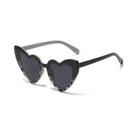 UJEDFHV Lunettes de soleil de cœur Lunettes de soleil en forme cœur for femmes, marque luxe, rétro, amour, noir, rouge, surdimensionnées pour fête de mariage(Brown)