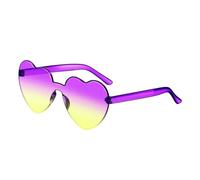 UJEDFHV Lunettes de soleil de cœur Lunettes de soleil en forme cœur for femmes, monture sans, verres colorés dégradés, nuances rouges, roses et jaunes pour fête de mariage(Purple yellow)