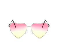 UJEDFHV Lunettes de soleil de cœur Lunettes de soleil en forme cœur, style vintage dégradé couleurs acidulées, for femmes pour fête de mariage(02 Gold-RedBlue)