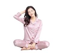 UJEDFHV Pyjama Femme Satin Mulberry Silk 22 Momme 30 Thick Women Classical Pajama Set Top and Bottom Sleepwear Nightgown S M L XL 2XL(30mm Light Purple,XX-Large)