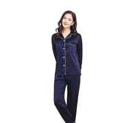 UJEDFHV Pyjama Femme Satin Mulberry Silk 22 Momme 30 Thick Women Classical Pajama Set Top and Bottom Sleepwear Nightgown S M L XL 2XL(30mm blue2,XX-Large)