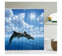 UJEDFHV Rideau Douche Beach Sea Palm Trees Shower Curtains Scenery Waterproof 3D Bathroom with Hooks Home Decoration Washable Bath Screen(Color 21,W240xH180cm)