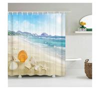 UJEDFHV Rideau Douche Beach Sea Palm Trees Shower Curtains Scenery Waterproof 3D Bathroom with Hooks Home Decoration Washable Bath Screen(Color 27,W180xH200cm)