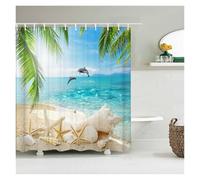 UJEDFHV Rideau Douche Beach Sea Palm Trees Shower Curtains Scenery Waterproof 3D Bathroom with Hooks Home Decoration Washable Bath Screen(Color 20,W240xH180cm)