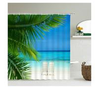 UJEDFHV Rideau Douche Beach Sea Palm Trees Shower Curtains Scenery Waterproof 3D Bathroom with Hooks Home Decoration Washable Bath Screen(Color 8,W90xH180cm)