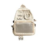 UJEDFHV Sac De Cours Sac à dos décontracté multi-poches for étudiants, grande capacité, en maille transparente, sac d'école esthétique JK for adolescents