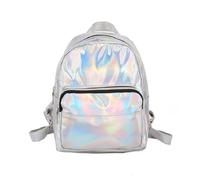 UJEDFHV Sac De Cours Sac à dos laser argenté rose tendance en cuir PU holographique for petite fille(A-White)