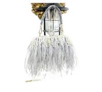 UJEDFHV Sac de soirée en plumes Pochette de soirée tendance en fourrure et perles for femme, sac à main élégant poils d'autruche(GRAY)