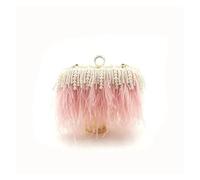 UJEDFHV Sac de soirée en plumes Pochette de soirée tendance en fourrure et perles for femme, sac à main élégant poils d'autruche(Pink)