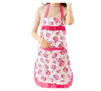 UJEDFHV Tablier De Cuisine Tablier de cuisine for femmes, imprimé floral, avec poches et ceinture réglable, imperméable, tablier for(PinkA)
