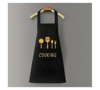 UJEDFHV Tablier De Cuisine Tablier de cuisine imperméable for adulte, résistant à l'huile, tablier, Restaurant, femme peut s'essuyer les mains, motif imprimé fourchette(Black-B)