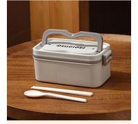 UJHKAQVGT Boîte à bento en acier inoxydable 304, four à micro-ondes, boîte à déjeuner portable double scellée, vaisselle autonome, café foncé/beige