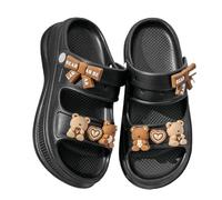 UJHKAQVGT Sandales à plateforme pour femme - 5,8 cm - En EVA - Rembourrées - Antidérapantes - Deux usures - Ours d'amour / tournesol, Premium Black [Love Bear], 39.5 EU