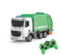 UJIKHSD 1/24 6CH Télécommande Camion À Ordures Électrique Recyclage Jouet Ensemble avec Poubelle Vraies Lumières Rechargeable Gestion des Déchets Camion Poubelle Jouets Cadeau pour Les Enfants