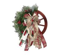 Ujjdwiurgh 1 couronne de Noël d'hiver avec pendentif de porte de ferme, roue de charrette de Noël (40 cm)