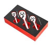 Ujjdwiurgh 1 de Clés à Cliquet à Douille 72 Dents, Grandes, Moyennes et Petites, Corne Volante Bidirectionnelle, Manche Court, Argent et Noir