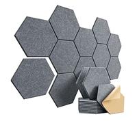 Ujjdwiurgh 1 Ensemble de Panneaux Acoustiques en Mousse Insonorisée Auto-Adhésifs Réduisent Le Bruit et Éliminent Les Échos 12 X 10 X 0,4 Po Hexagonal, Gris Drak