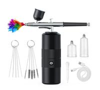 Ujjdwiurgh 1 Ensemble D'Injecteur D'Oxygène Noir Protable Aérographe pour Peinture D'Art sur Ongles Compresseur D'Air Nano Brume Mist Manucure DIY Cake Sprayer