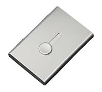 Ujjdwiurgh 1 étui pour cartes de visite en aluminium et métal - Portable - Ultra fin - Givré - Boîte de rangement pour cartes de visite - Type poussoir manuel