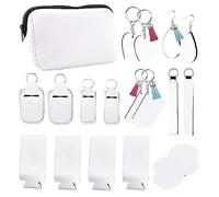 Ujjdwiurgh 1 lot de cartes vierges à sublimation avec trousse de maquillage, porte-clés, boucles d'oreilles, dessous de verre pour loisirs créatifs