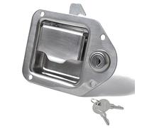 Ujjdwiurgh 1 lot de loquets de poignée de boîte à outils pour remorque avec verrou hautement boîte à outils 11,4 cm x 8,9 cm avec 2 clés et 4 rivets en acier inoxydable argenté