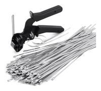 Ujjdwiurgh 1 lot de pinces à serre-câbles en acier inoxydable pour fixer et couper des attaches de câble métalliques, avec 150 attaches de câble de 30 cm