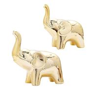 Ujjdwiurgh 1 paire de statues d'éléphant dorées pour décoration d'intérieur en céramique pour salon, bureau