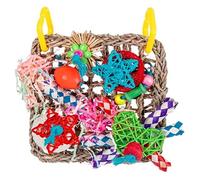 Ujjdwiurgh 1 PCS Oiseau Escalade Net Perroquet Tissé Seagrass Mordre Suspendu Corde Balançoire Échelle à Mâcher Coloré Perroquet 18x18cm